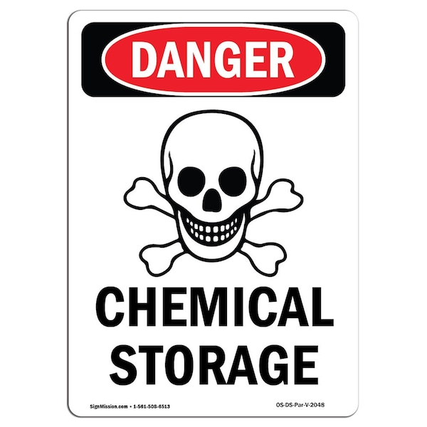 Safety Sign, OSHA Danger, 5" Height, Portrait, 10PK